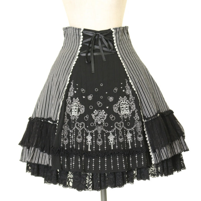 USED】FRILL 鳥かご刺繍ハイウエストバッスルスカート | h.NAOTO