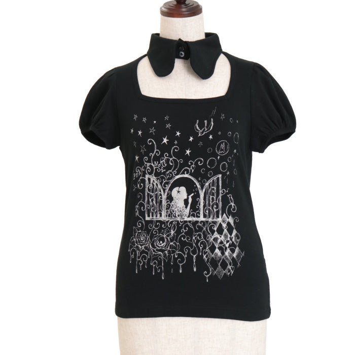 USED】【PEACE NOW/Mサイズ】窓プリント胸開きカットソー | BLACK