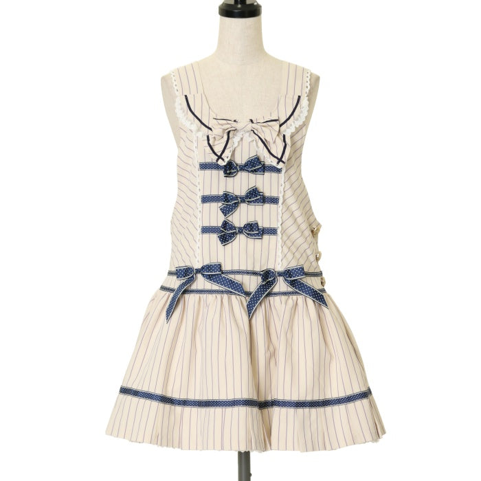 USED】マルティナレジメンタルストライプサロペットジャンパースカート