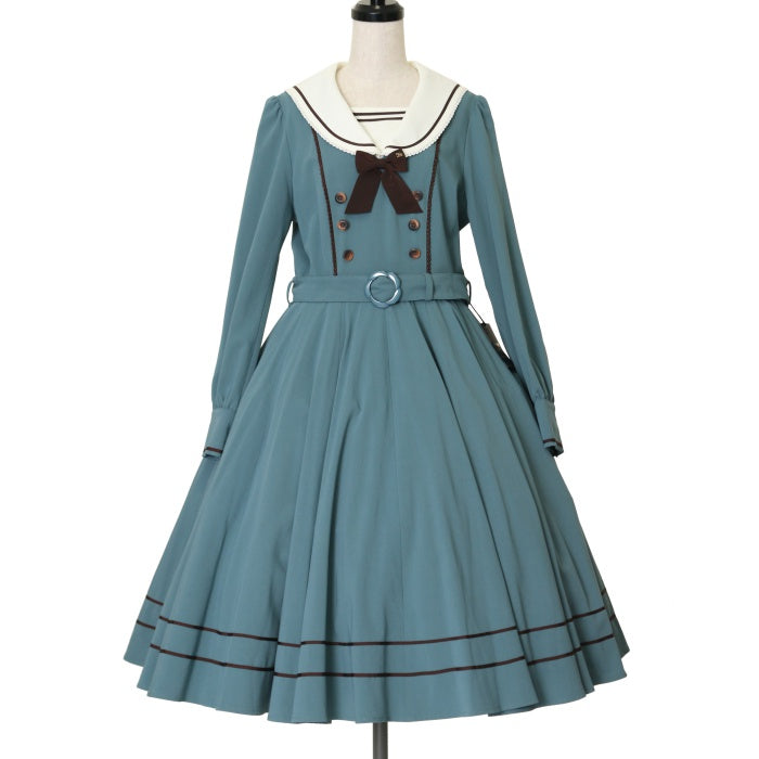 innocent world スクエアネックチェックワンピース ブルー innocent world スクエアネックチェックワンピース ブルー（USED