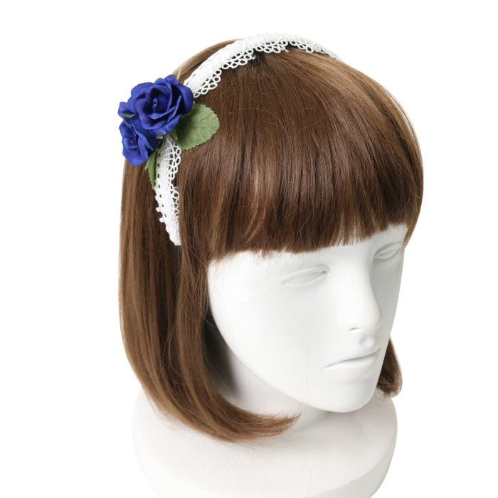 MARNI カチューシャ USED】ミニ薔薇カチューシャ（ホワイト×青薔薇） | Morun x