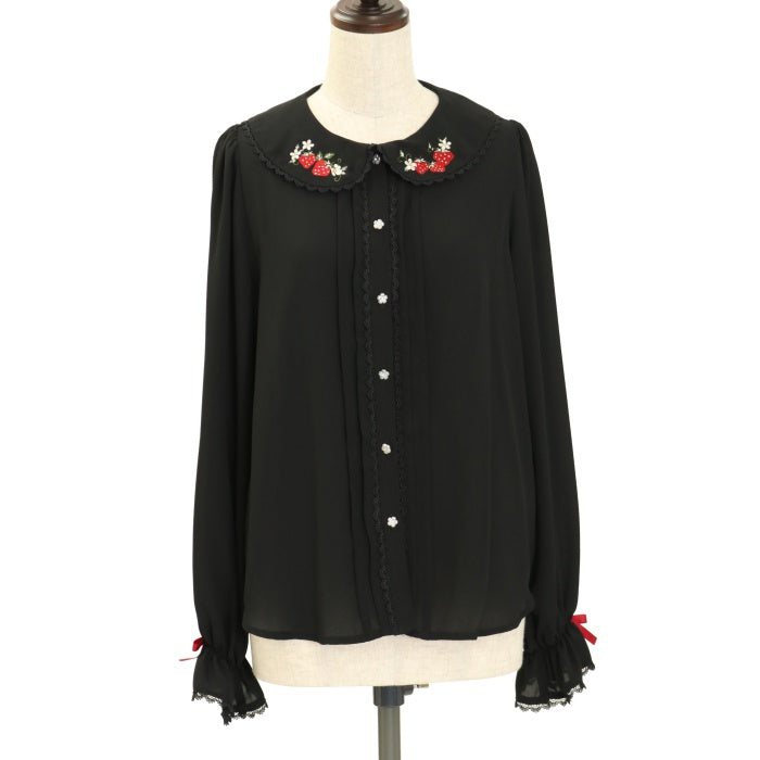 axes femme - axes femme kawaiiライン ベリーズピクニックブラウス 黒 Berrys Picnic