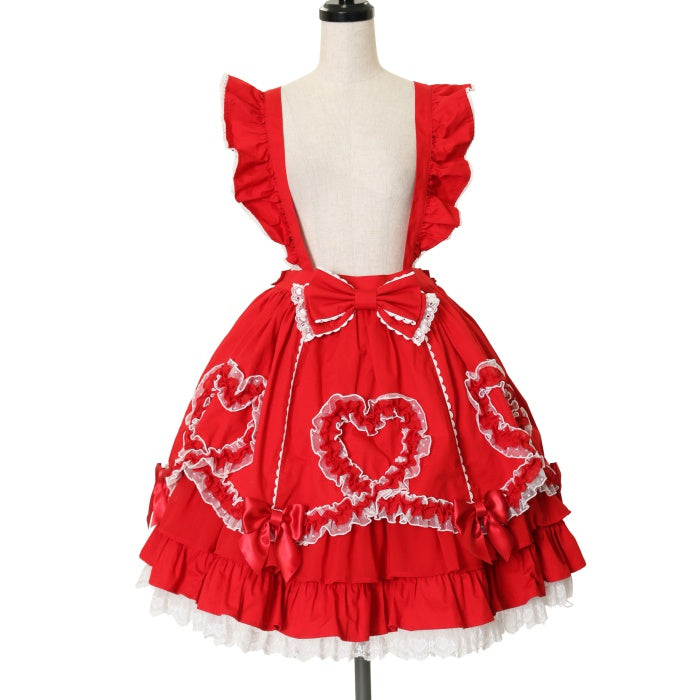 Angelic Pretty 赤いいちごドット柄フリルスカート - スカート