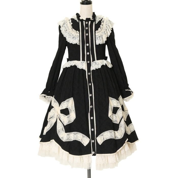 星箱works リボンフローラコットンレースロングワンピース USED】【XSサイズ】リボンフローラ コットンレースロングワンピース
