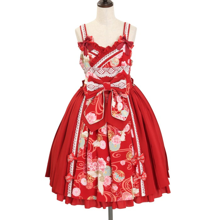 USED】花鳥風月∼乙女のはなごろも∼プリーツジャンパースカート（草柄  