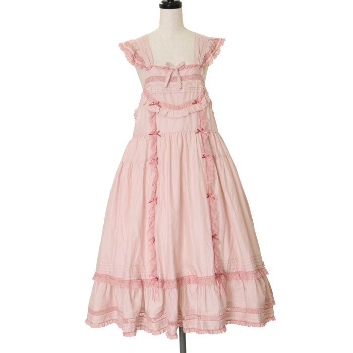 新品未使用）ピンクハウス☆配色レース使いローンエプロンドレス