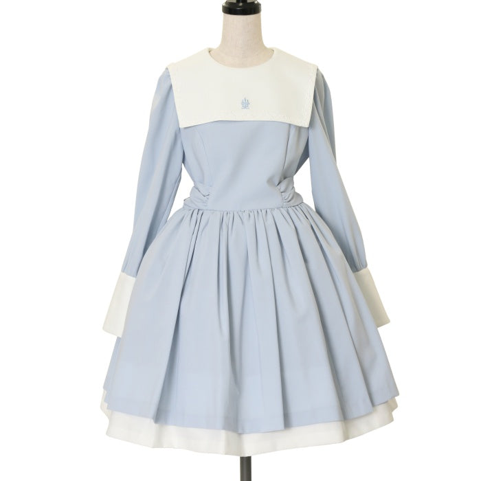 USED】【9号】修道女ミニワンピース(ブルーグレー×白) | Moi-même