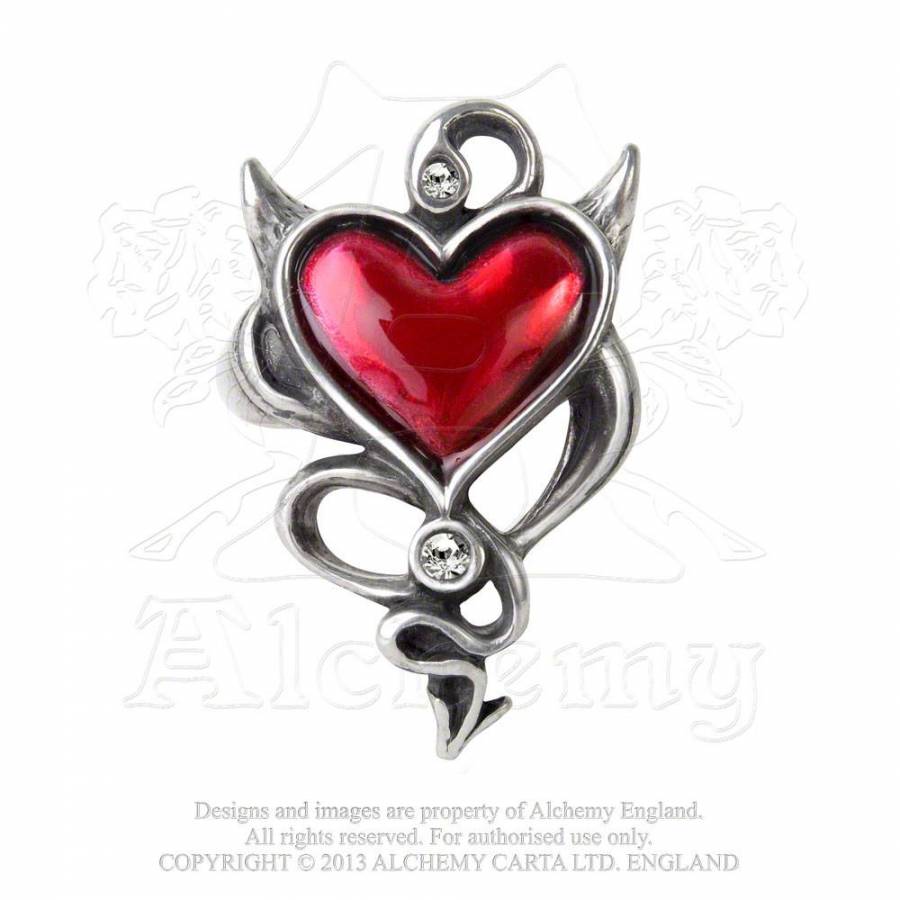 ULFR6N Pewter Ring: Devil Heart | Alchemy Gothic | Wunderwelt