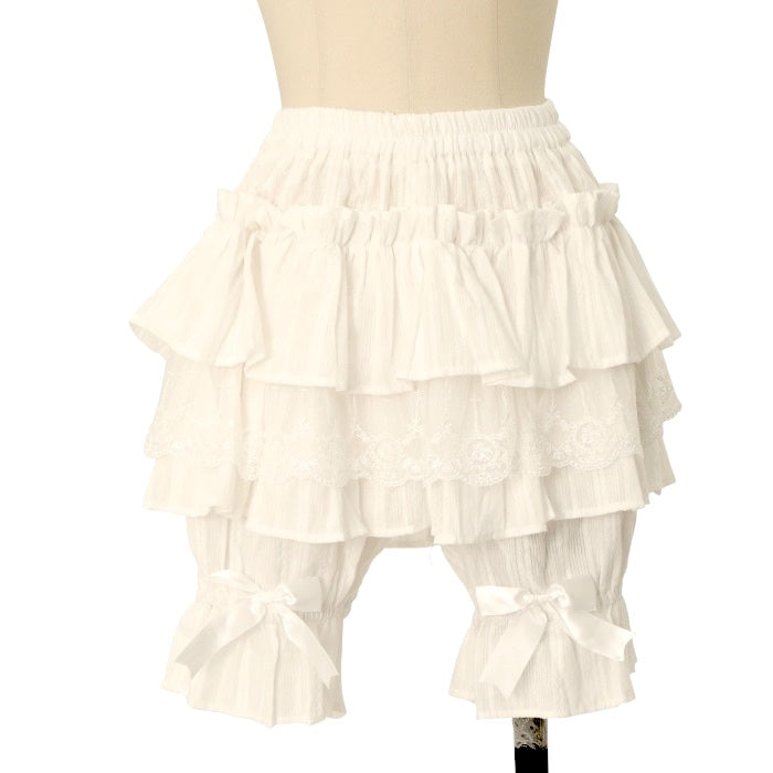 3段フリルコットンドロワーズ【白・45cm】 | Wunderweltオリジナル商品