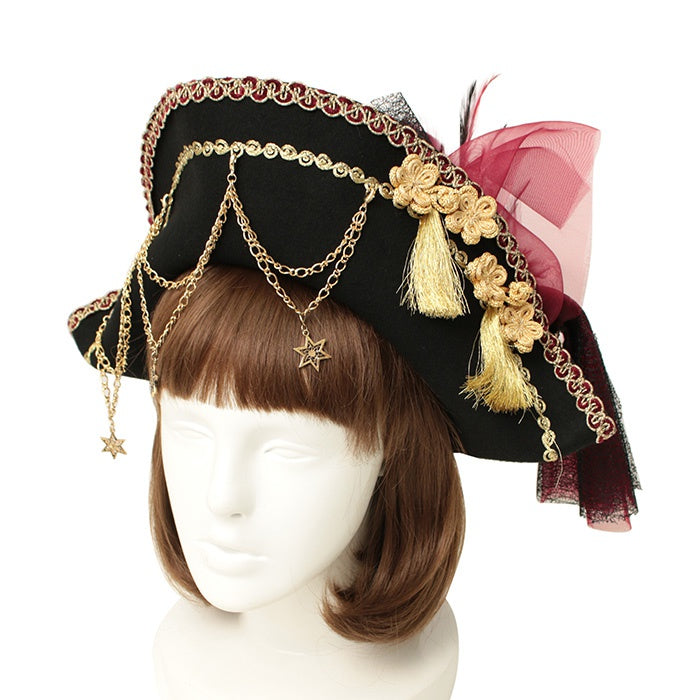 ALICE and the PIRATES 羽根付きストライプリボンミニハット アリス 帽子屋