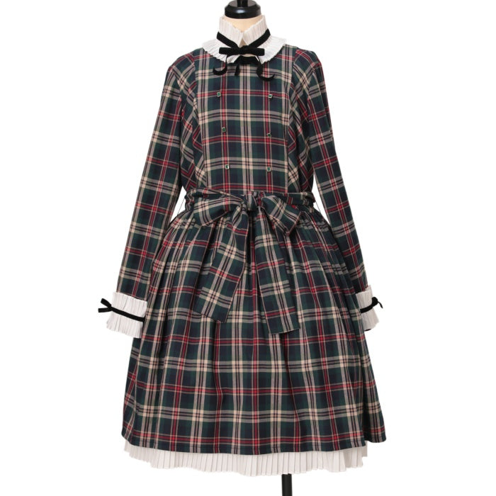 LIEF ローリタ ワンピース　値段交渉可 USED】【L/XLサイズ】タータンチェックプリーツワンピース