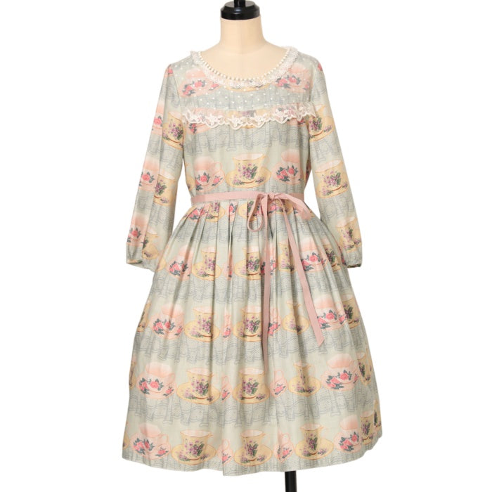 【USED】『Floral Teacup』袖付ワンピース