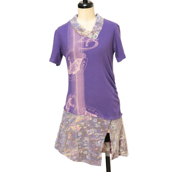 h.NAOTO gouk 和柄 ワンピース USED】gouk 和柄切替アシンメトリーTシャツワンピース | h.NAOTO