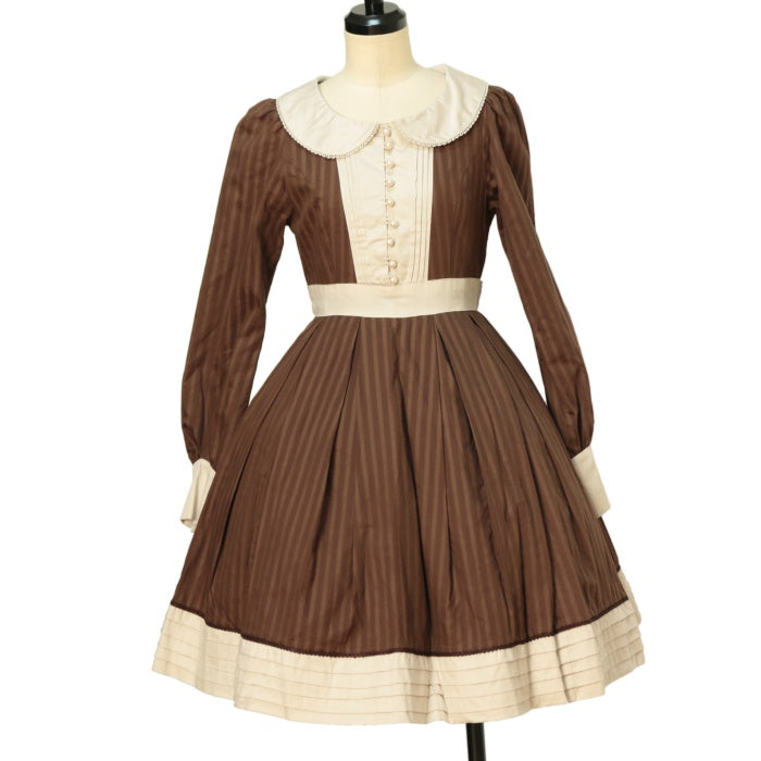 USED】ロイヤルストライプタックドレス | Victorian Maiden Wunderwelt 