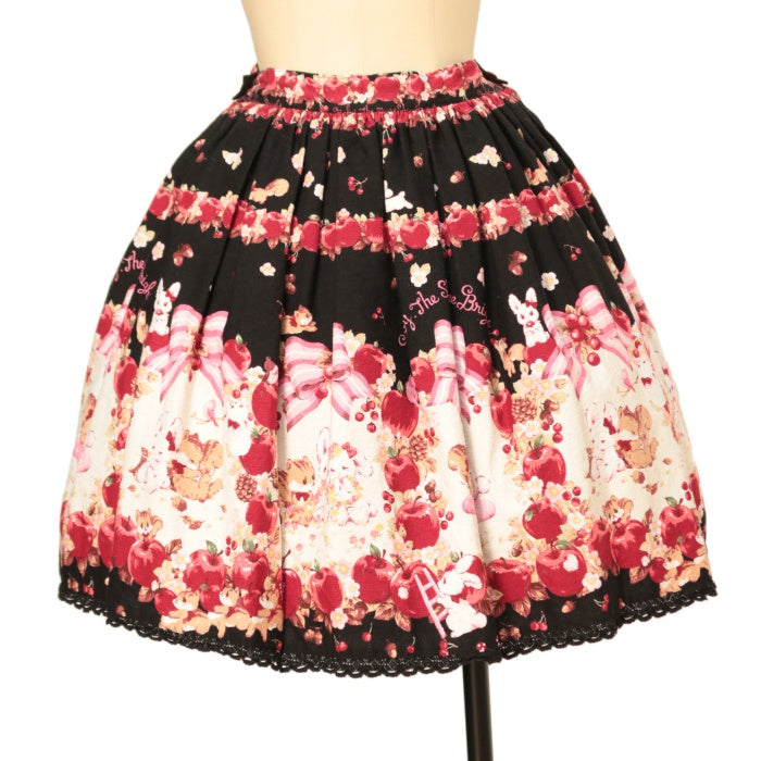 USED】Pomme rouge～うさぎとりすのりんごの森～柄スカート | BABY