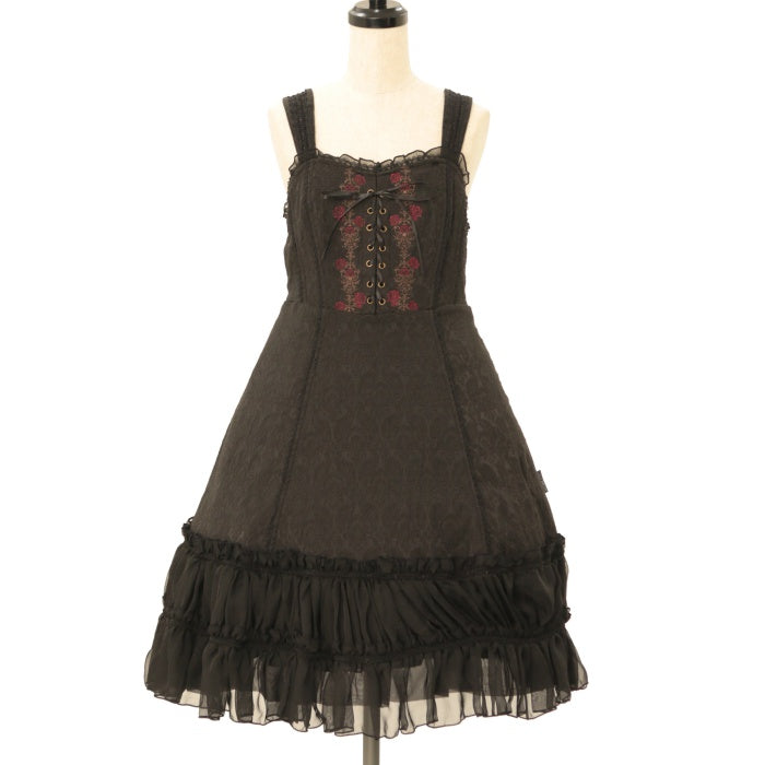 【中古】OzzOn(オッズオン) 　薔薇刺繍　ジャンパースカート w-83791-00.jpg?v=1665975844