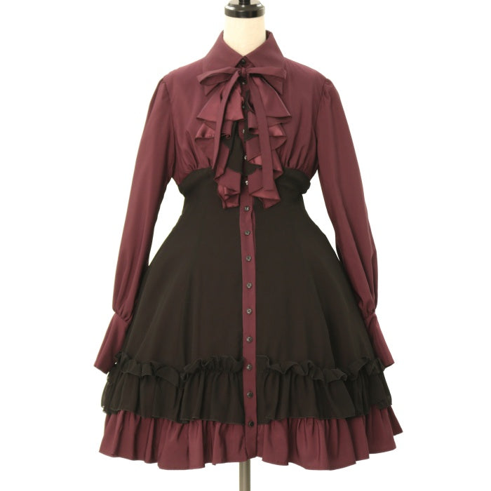 【ATELIER BOZ】オフェリー長袖ワンピース ボルドーブラック ATELIER BOZ】オフェリー長袖ワンピース ボルドーブラック