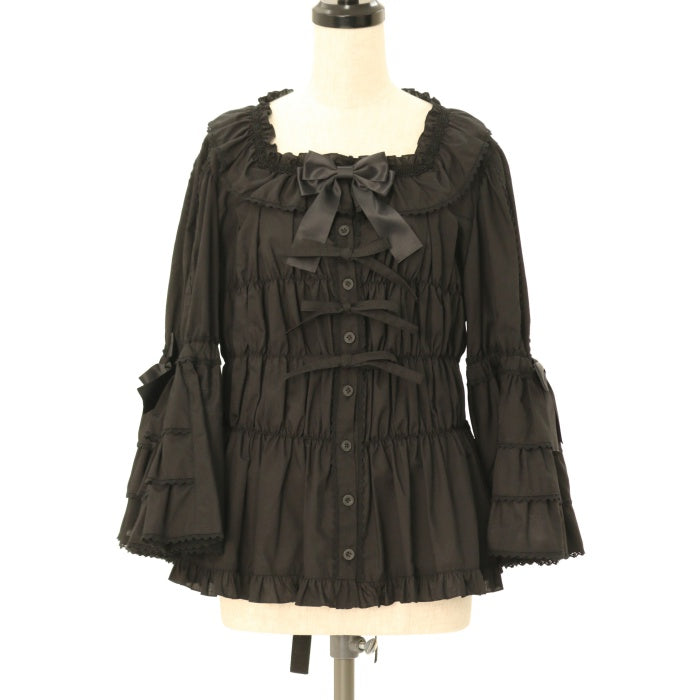USED】【プラスサイズ】スクエアあきフリルブラウス（姫袖