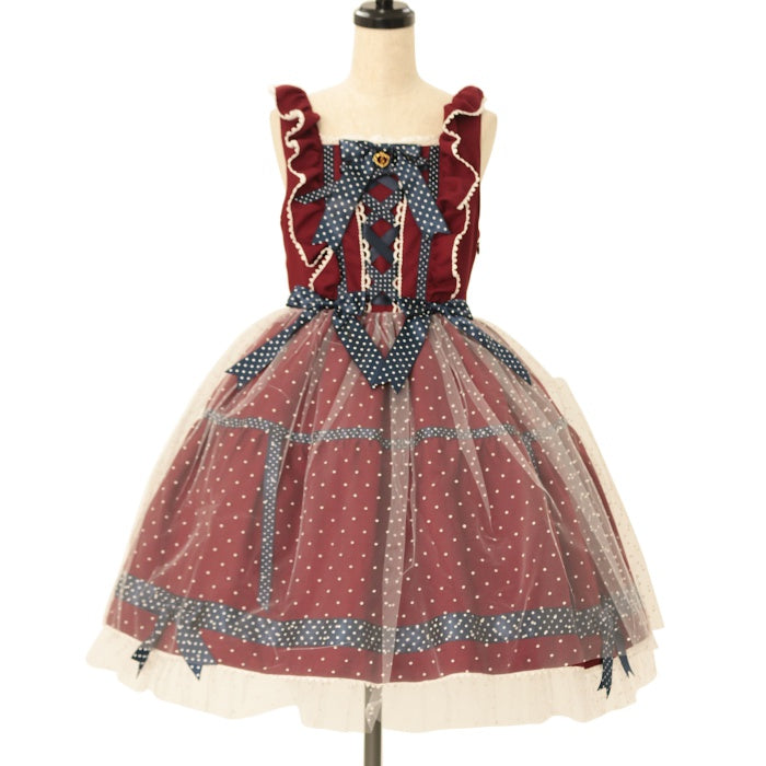 ねこくみゃちゃんのドットリボンジャンパースカート Neko Kumya Dot Ribbon JSK by Baby, the Stars Shine Bright