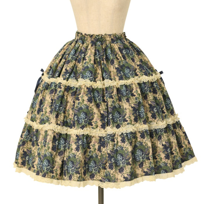 malle ゴブラン織マダムのスカート　カーキ　美品 malle ゴブラン織マダムのスカート カーキ 美品
