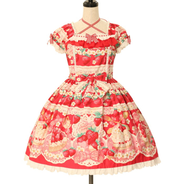 Angelic Pretty｜麦わらミニハット＋お袖留　いちごセット　赤 Angelic Pretty｜麦わらミニハット＋お袖留 いちごセット 赤
