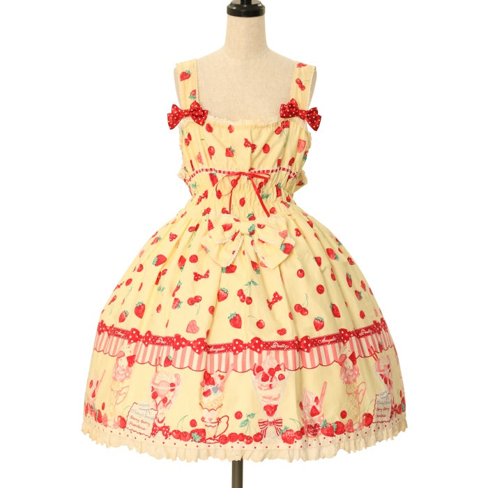 USED】Strawberry Parlour シャーリングジャンパースカート | Angelic