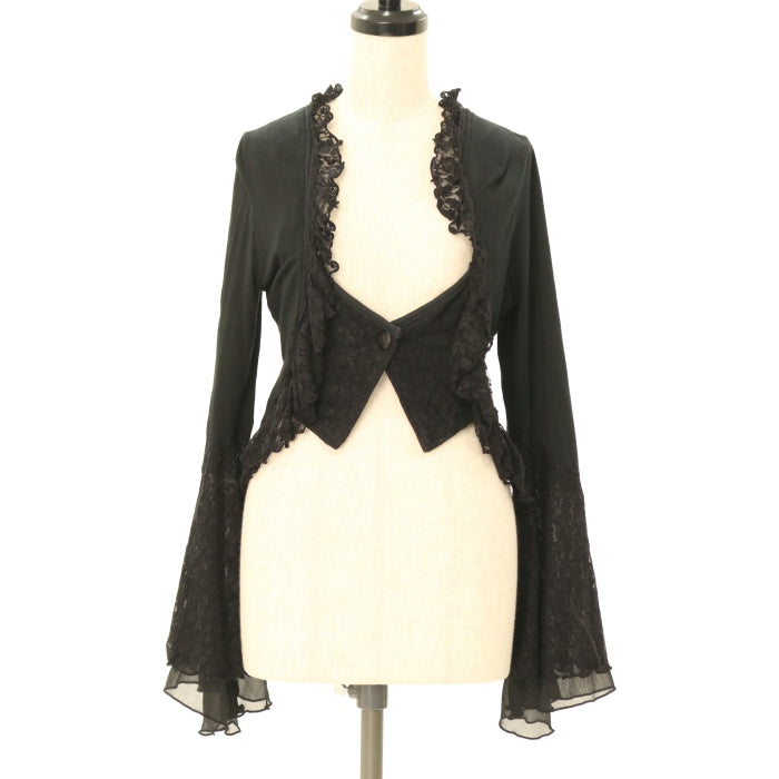 h.NAOTO Blood 重ねレースカーディガン h.NAOTO Blood / レース付き背中編み上げカーディガン