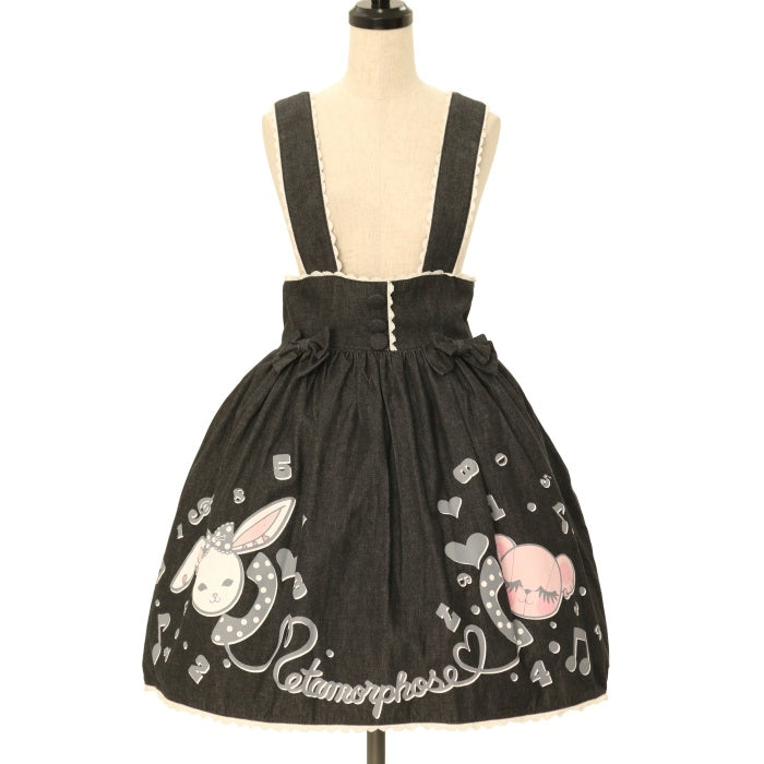 USED】でんわプリントサロペット風ジャンパースカート | metamorphose 