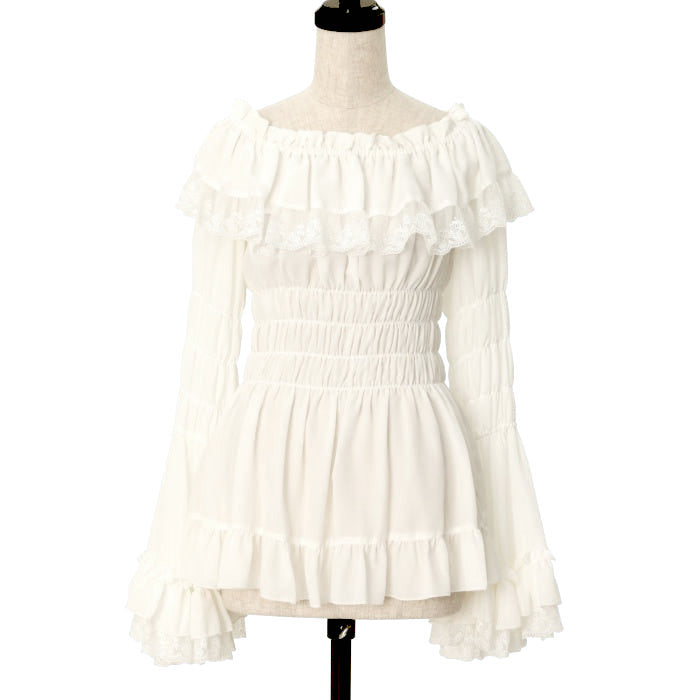 USED】レースシャーリング姫袖ブラウス ATELIER-PIERROT Wunderwelt Online Shop Gothic   Lolita Second-hand Clothing