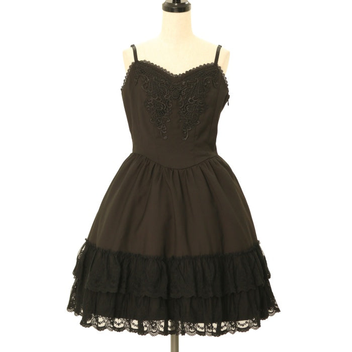 V007447 BLACK PEACE NOW レースジャンパースカート USED】胸元レースジャンパースカート | BLACK PEACE NOW | ロリータ