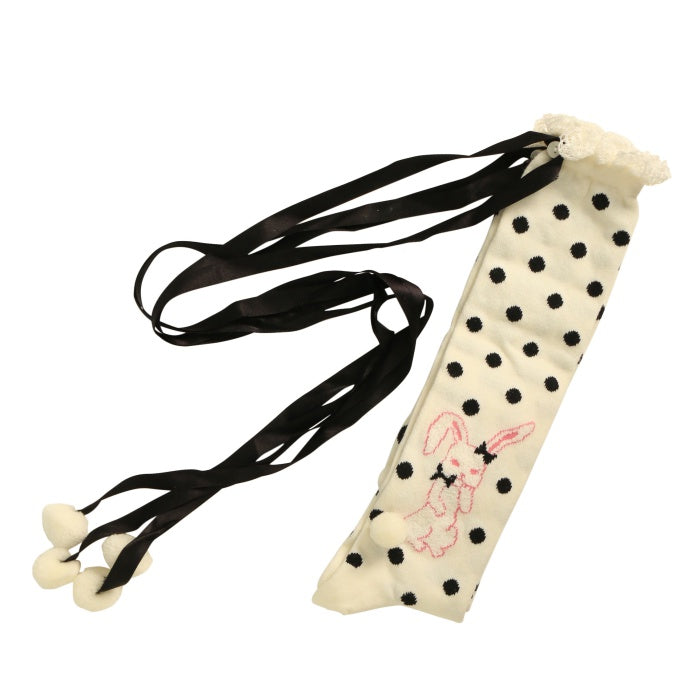 Angelic Pretty　おめかしバニーちゃんハイソックス USED】おめかしバニーちゃんハイソックス(ホワイト×ブラック