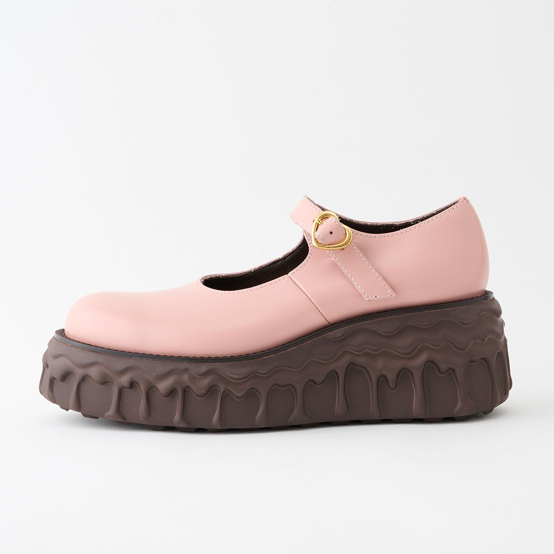 Melting Chocolate Leather Mary Jane (Pale Pink) | Q-pot