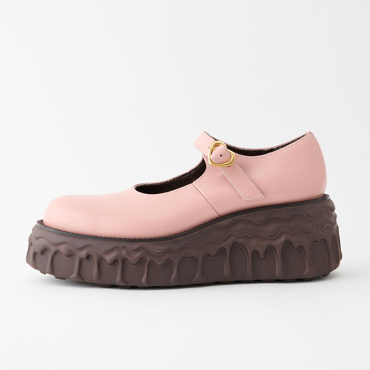 Melting Chocolate Leather Mary Jane (Pale Pink) | Q-pot