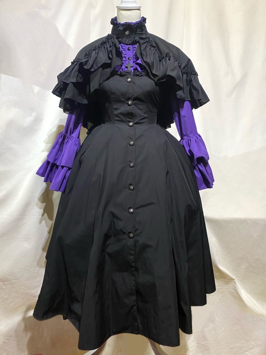十字架付き後長ゴシック調ケープ+ゴシックフェミニンロングワンピース