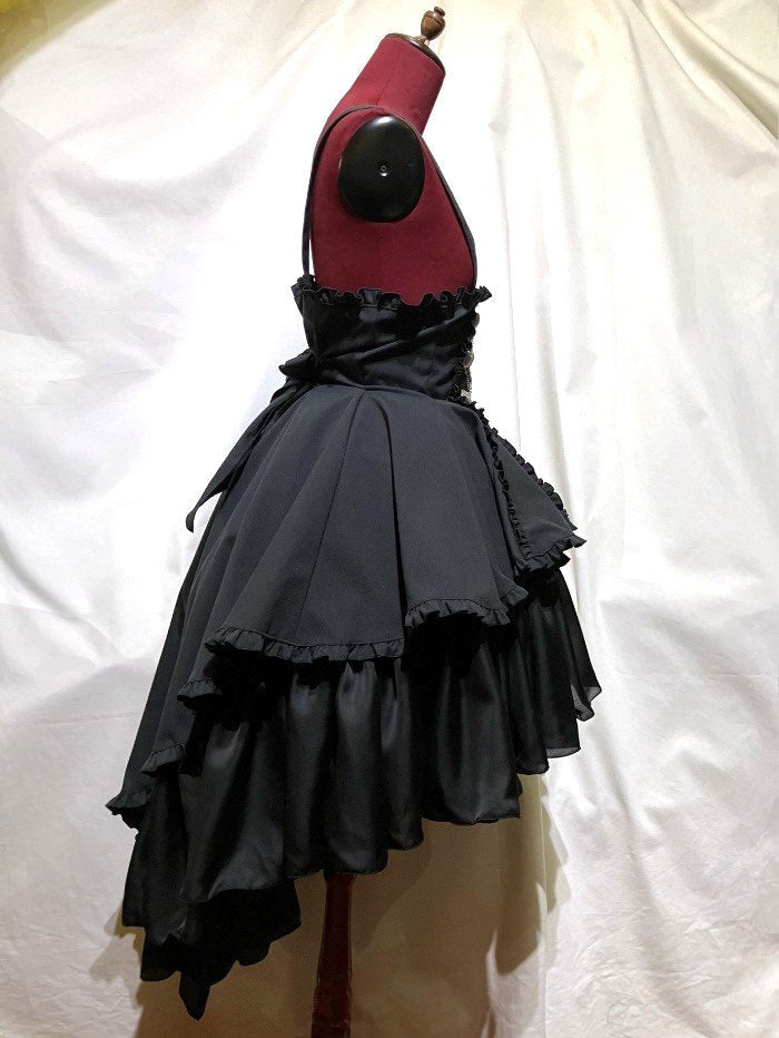 MARBLE エンブレム飾りチェーン付きハイウエストドレープスカート ゴシック