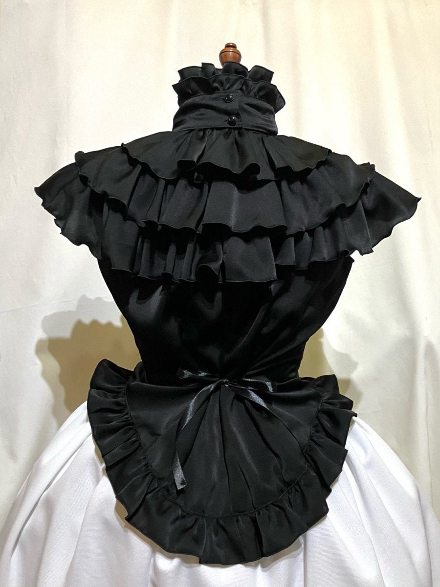 MARBLE 別タイ付きクラシカルデコレーションブラウス えんじ×黒×黒