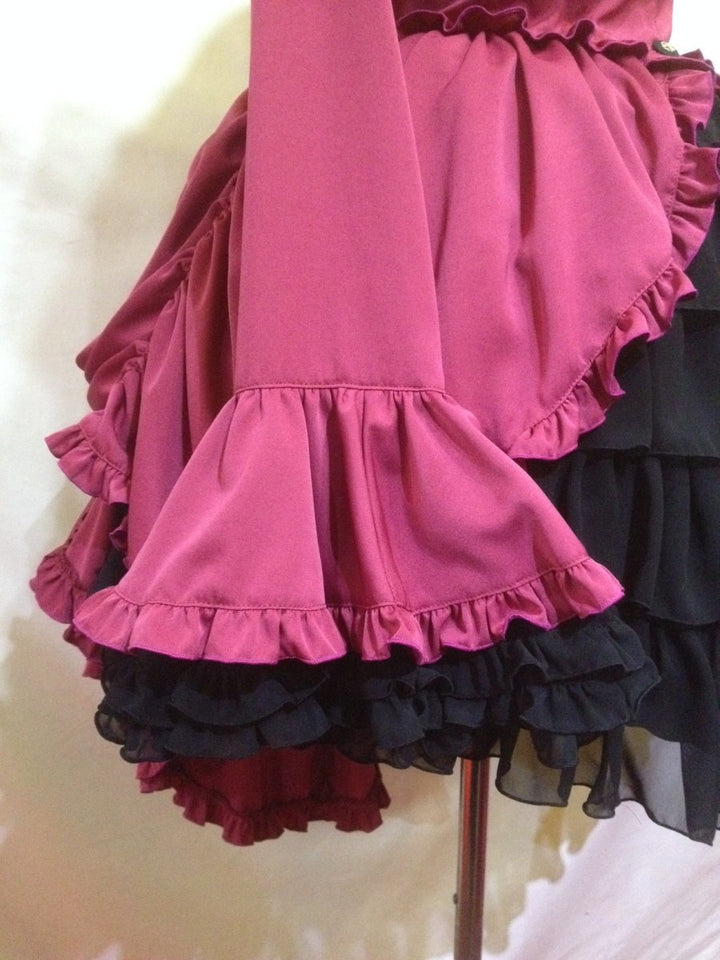 カメオタイ付きクラシカルバッスルリボンワンピース +レイヤードV字