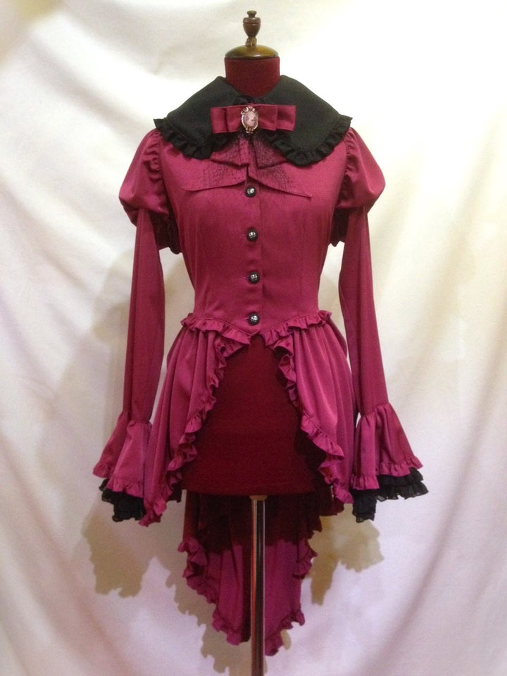 カメオタイ付きクラシカルバッスルリボンワンピース +レイヤードV字