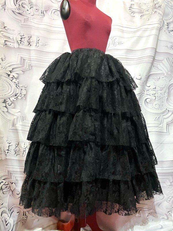 millefleurs ゴスロリ 黒 フリル オフショルダー ドレス　パニエ ゴシックロリータオプドレスブラックブルゴーニュルッフル弓ショルダー