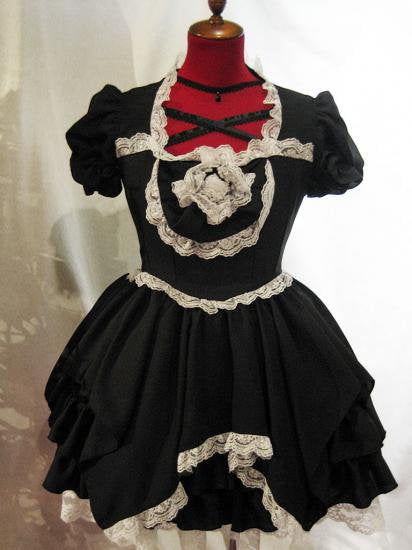 あみあげアンティークワンピース+姫袖+パニエ入りフリルスカート