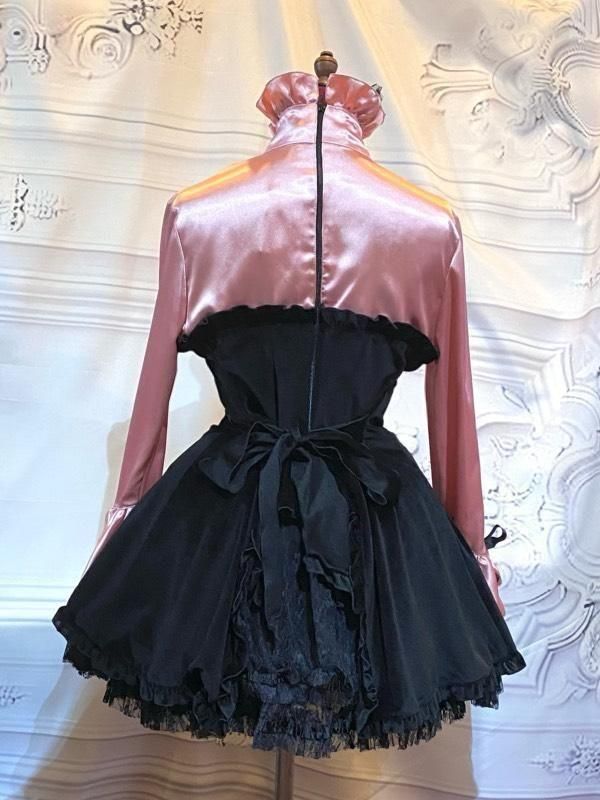 ブラウス付き風ワンピース+ボリュームリボンフリルスカート+リボン