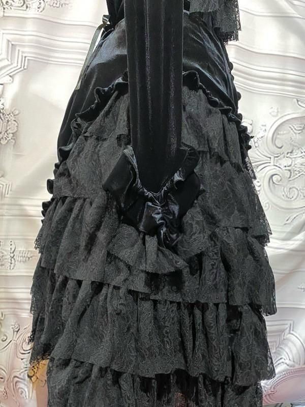 MARBLE エレガンスパフ袖ボレロ：黒×白レース ゴスロリ MARBLE エレガンスパフ袖ボレロ：黒×白レース