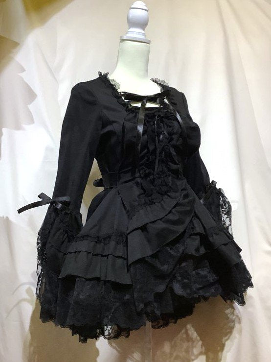 Size slightly bigger) Lace Up Frill Dress OP | MARBLE | Wunderwelt