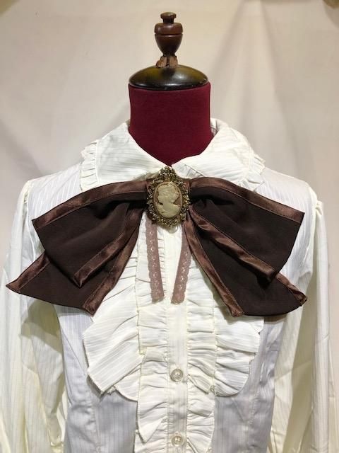 marble カメオ　クラシカルブラウス　S ◇受注商品◇クラシカルカメオタイ付きティアードフリルブラウス