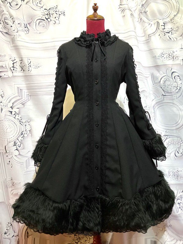 ファーケープ付き袖編みあげバッスルコート | MARBLE | ロリータ