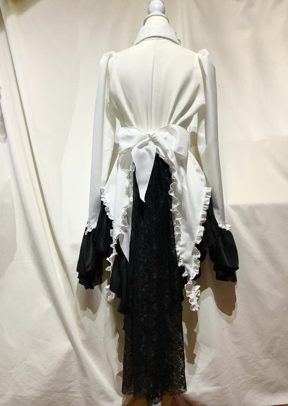 Decorative Drape Gothic Elegance Blouse OP with tie | MARBLE