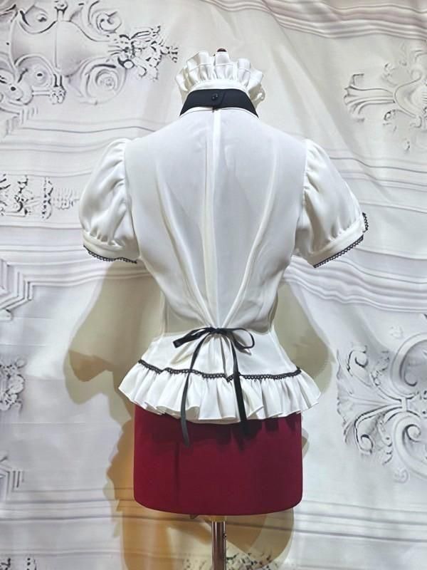 ゴシック調タイ付き総フリルパフスリーブブラウス | MARBLE | ロリータ