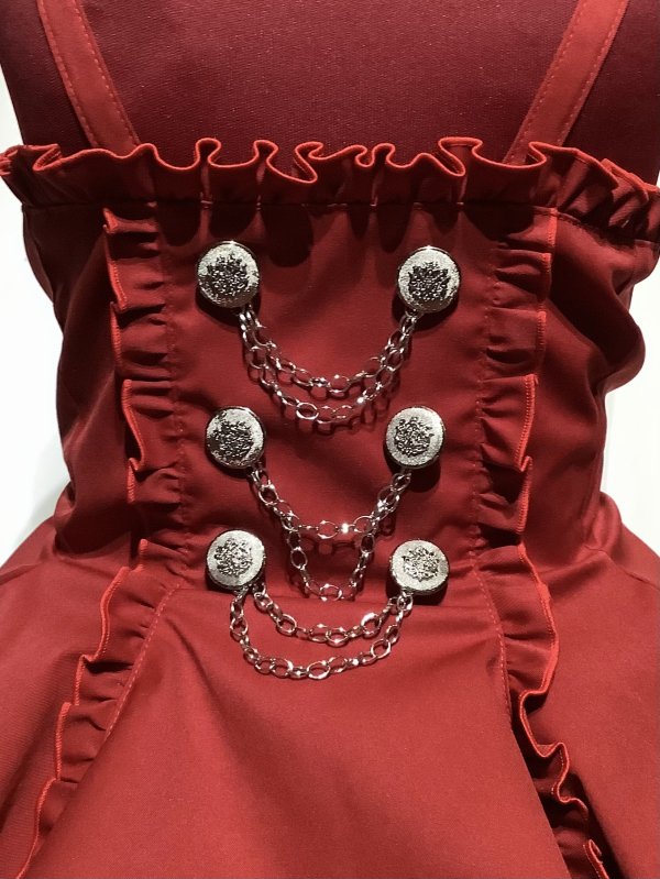 エンブレム飾りチェーン付きハイウエストドレープスカート(LL〜3L