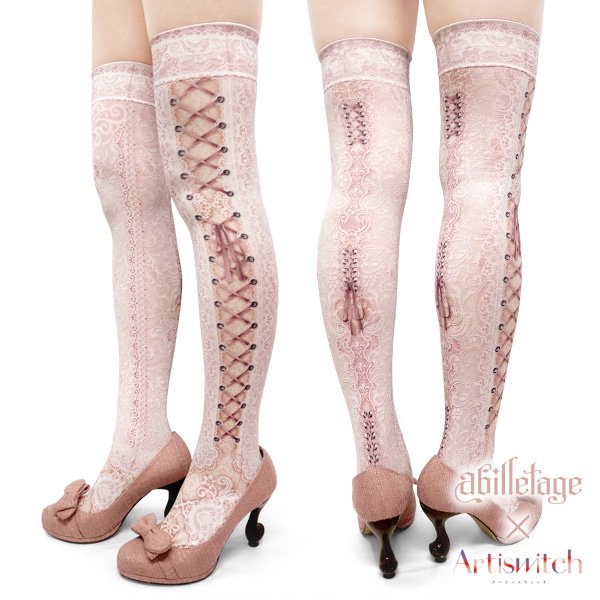 corset over knee socks Side Lace-up | abilletage | ロリータ corset over knee socks Side Lace-up | abilletage | ロリータ