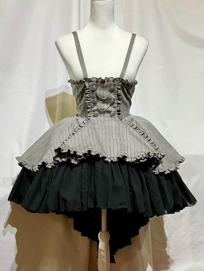 MARBLE エンブレム飾りチェーン付きハイウエストドレープスカート ゴシック